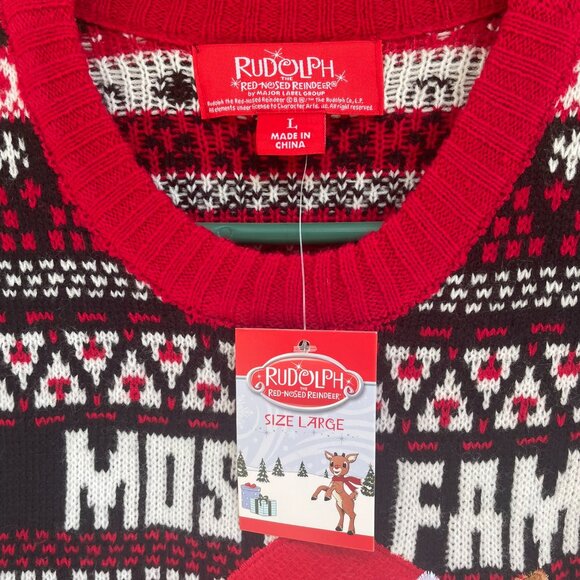 New NWT Rudolph The Most Famous Red Nosed Reindeer Christmas Sweater Unisex - Picture 4 of 13